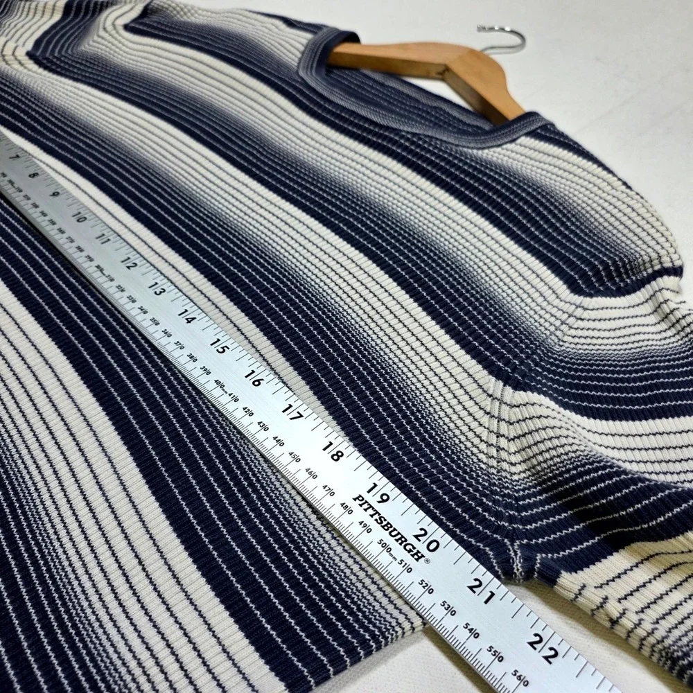 MICHAEL Michael Kors Sweater Mens Medium Navy Blue Ombre Striped Ribbed Knit